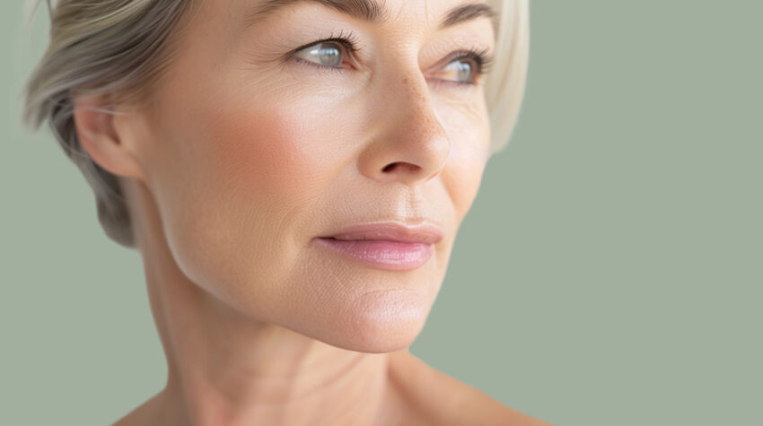 Frau mit ebenmäßiger Haut nach Exosomen-Therapie